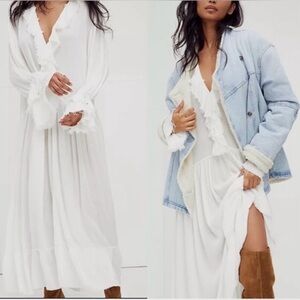 NWT! Free People Sweet Darlin Maxi Dress Size Small in Ivory/white